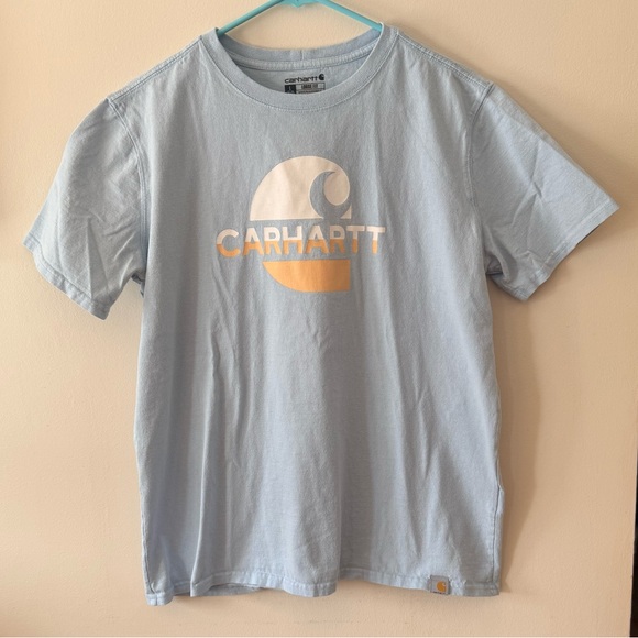 Carhartt Tops - Carhartt women’s Sky Blue short sleeve shirt with Logo
